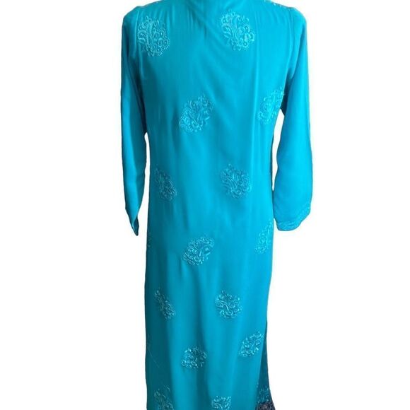 Rita’s Saharan Women's 3-Piece Embroidered Sequins Pakistani Slit Suit Blue Medi - Picture 10 of 10